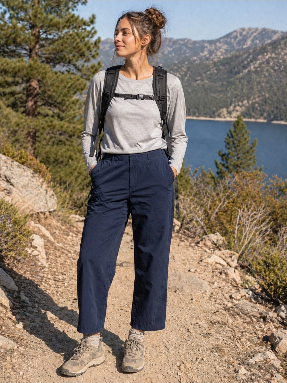 Royal Robbins Navy Nylon Balloon Wide Leg Cropped Travel Pants 28x24